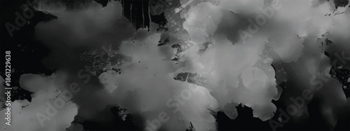 Grayscale Watercolor Abstract Texture with Cloudy Wash and Organic Flow