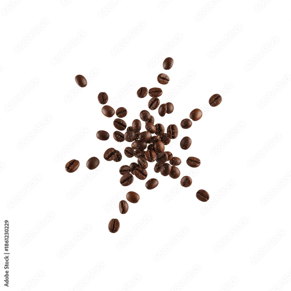 Obraz premium Coffee beans exploding on Transparent Background