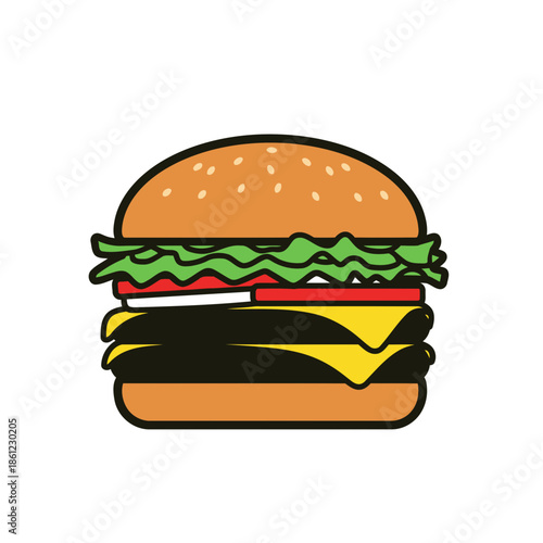 Delicious Double Cheeseburger Illustration