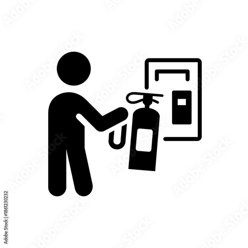 消火器を持った人をモチーフにしたアイコン