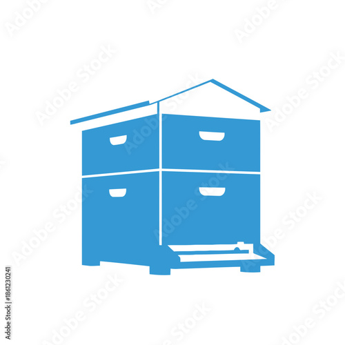 Blue Beehive Icon for Apiary and Beekeeping