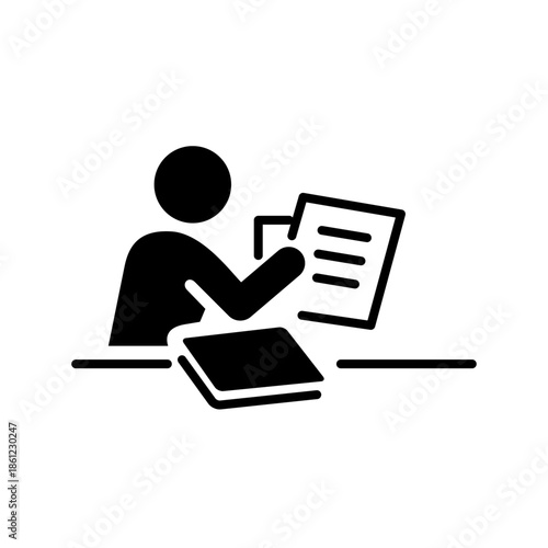 書類整理している人をモチーフにしたアイコン