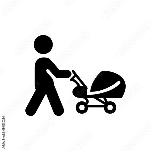 ベビーカーをおしている人をモチーフにしたアイコン