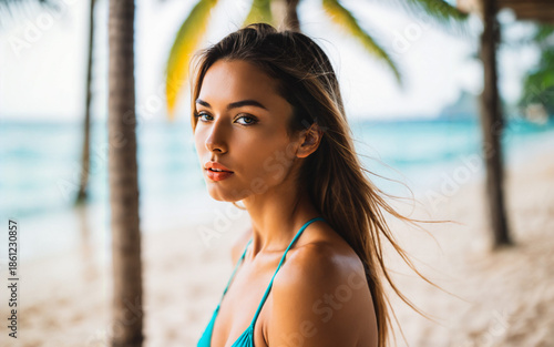 female traveler in swimwear...