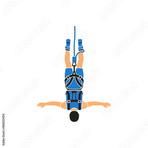 Bungee Jumper in Mid Air Upside Down.