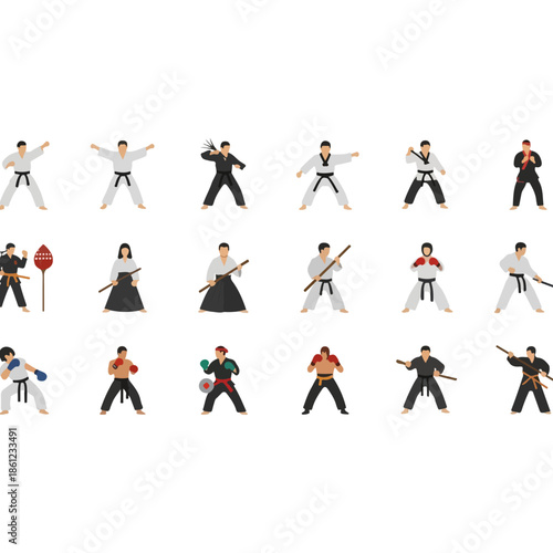 Collection of Martial Arts Figures in Action.