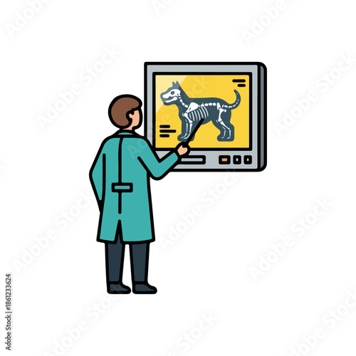 Veterinarian Examining Cat on Computer Screen.