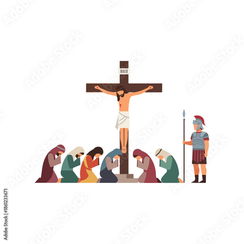 Jesus Christ Crucifixion Scene with Roman Soldier.