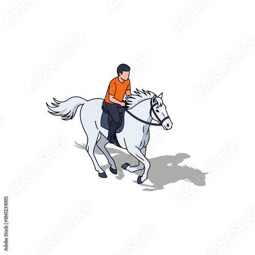 Illustration of a Person Riding a Horse.