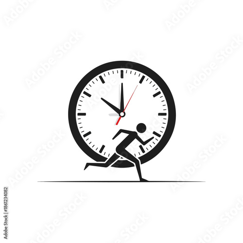 Person Running Through Large Clock Face.