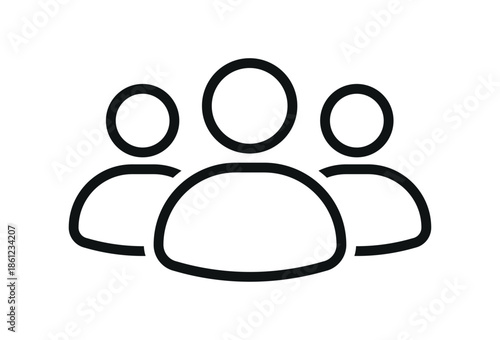 Group users icon set with multiple people silhouettes, representing community, members, team and audience concept for business and user interface design
