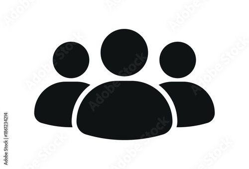 Group users icon set with multiple people silhouettes, representing community, members, team and audience concept for business and user interface design
