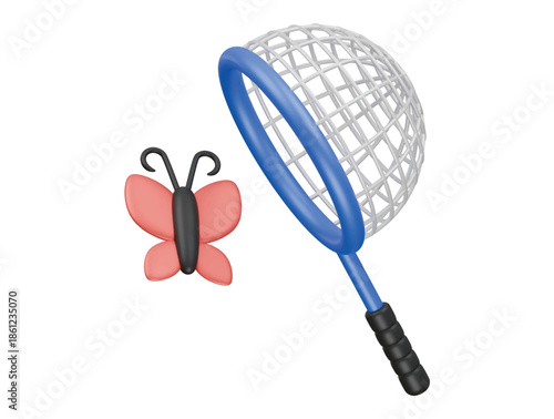 catching butterflies icon 3d illustration render