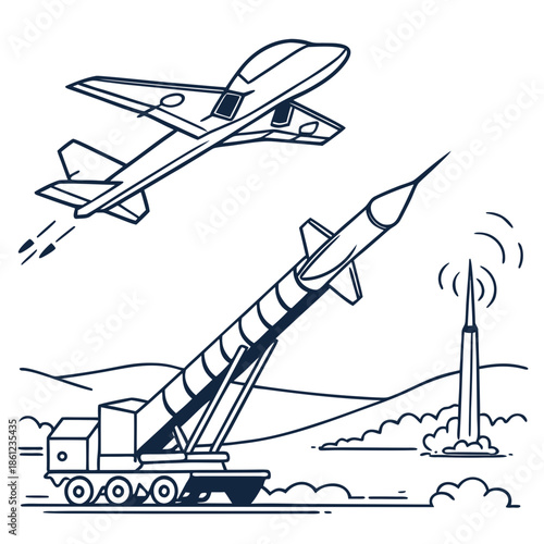 Military rocket launcher engaging unmanned aerial vehicle 1