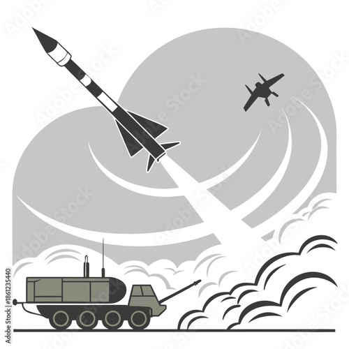 Tactical interceptor missile launched toward flying airplane 1