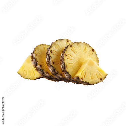 Pineapple slices arranged in a line