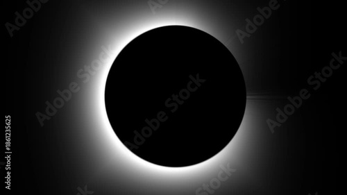Abstract white glowing circle rim light resembling solar eclipse on black background