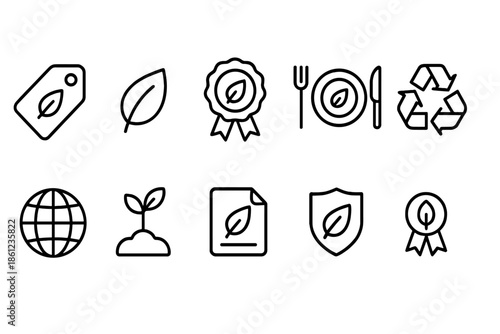 Eco-friendly, sustainable line icon set for green initiatives and environmental awareness