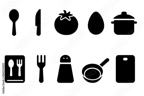 Wildlife, jungle silhouette icon set. Animal, nature outlined shapes collection