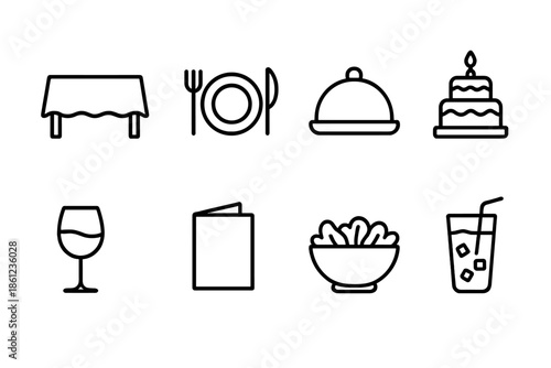 Dining and restaurant outline icon set. Food and beverage icons collection