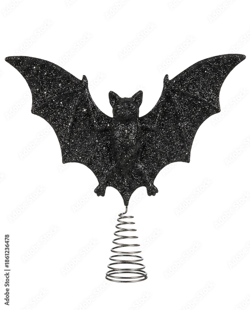 Fototapeta premium Black glittery bat tree topper for gothic christmas decoration