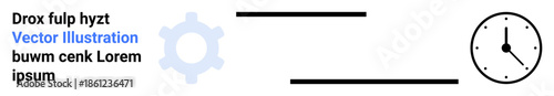 Time management, workflow optimization, productivity, scheduling, process efficiency, task organization. Minimalist gear and clock icons. Time management and workflow optimization concepts