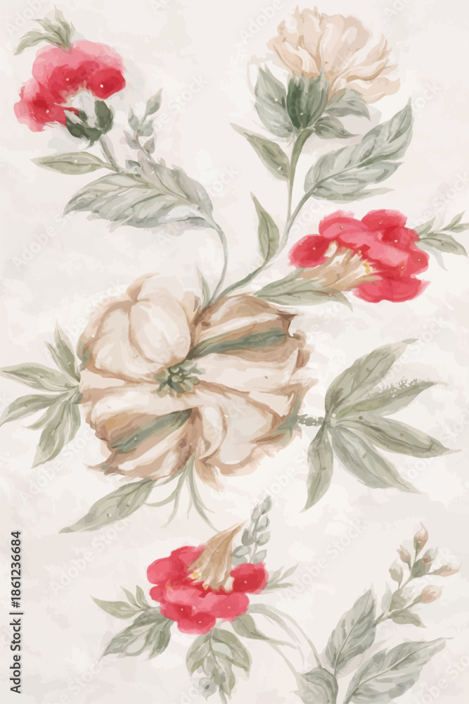 Obraz premium allover floral tressing design for printing