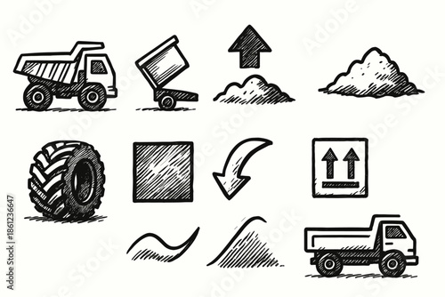 Construction, building equipment sketch icon set. Construction tools outline collection