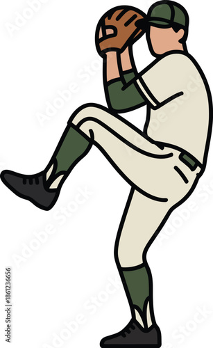 Baseball player pitching