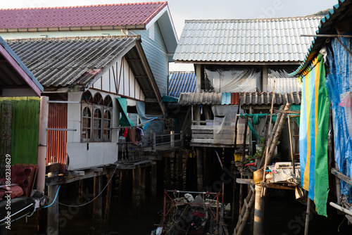 Fotografie houses on the river in the beautiful village of Panyee island in Thailand, Koh P
