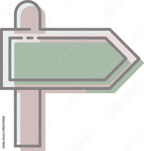 Vector Graphic of Directional Sign Arrow with Blank Label for Navigation and Wayfinding Purposes