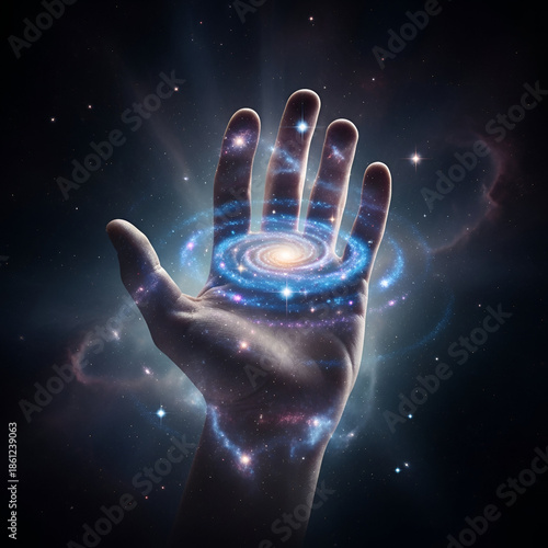 Hand holding universe