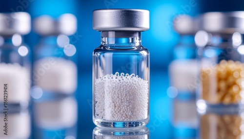 Sterile precipitate beginning to form in clear laboratory vial shown in macro scientific view