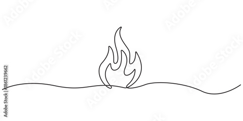 Continuous one line drawing of Fire flames.