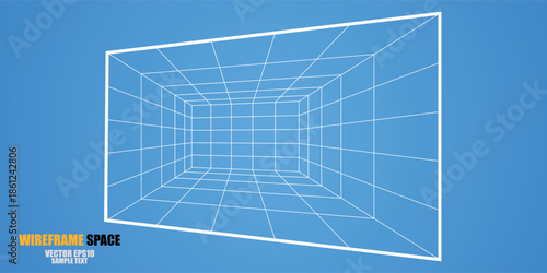 Wireframe grid room space, Interior for design and decoration - Vector illustration. Eps 10 vector