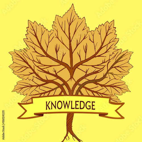 Tree of Learning Knowledge Logo with Organic Leaf Shape for Personal Growth and Academic Excellence