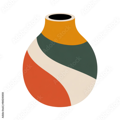Abstract mid century modern ceramic vase with organic shapes