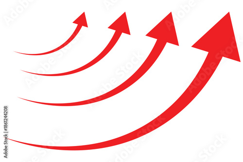 red arrows pointing right. Vector curved arrow icon.