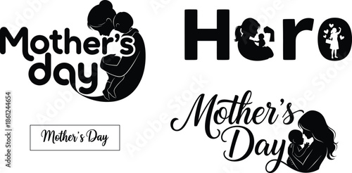 Mother's day hero logos and typography variations