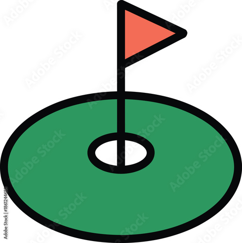 Vibrant Green Circle Vector Graphic with Red Triangle Accent, Perfect for Modern Design Projects and Presentations