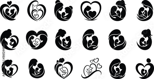 Collection of 20 unique heart shaped icons with various designs