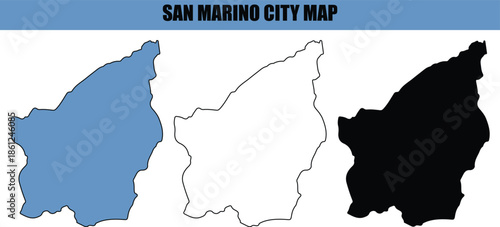 San Marino city map in three colors on white background