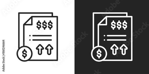 revenue growth Icon In Black And White Line Style
