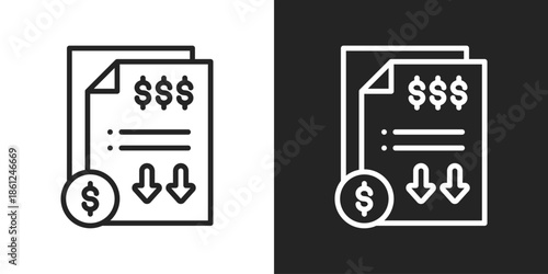 financial report Icon In Black And White Line Style