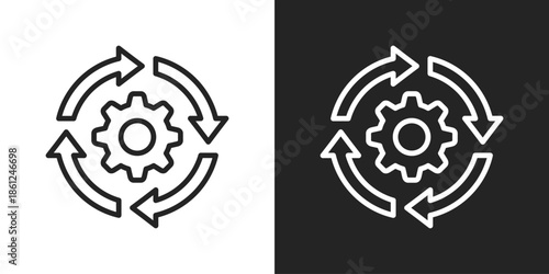 rotation Icon In Black And White Line Style