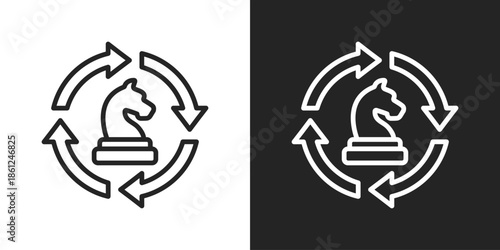 strategic loop Icon In Black And White Line Style