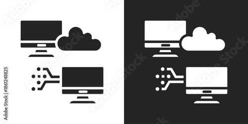 cloud connect Icon In Black And White Glyph Style