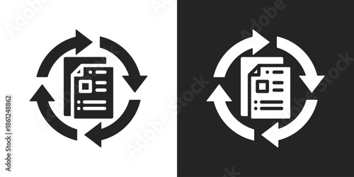 document sync Icon In Black And White Glyph Style