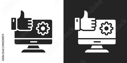 system approval Icon In Black And White Glyph Style