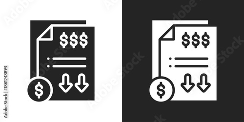 financial report Icon In Black And White Glyph Style